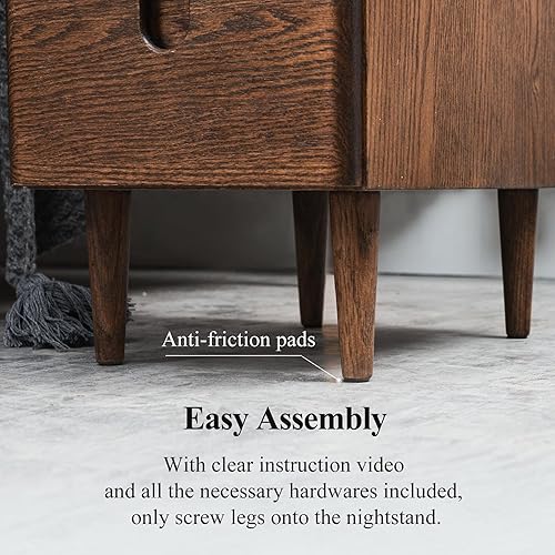 Miniatura 8 de Mesita de noche moderna de mediados de siglo, mesita de noche estrecha, mesa auxiliar minimalista para dormitorio, mesitas de noche de 2 cajones