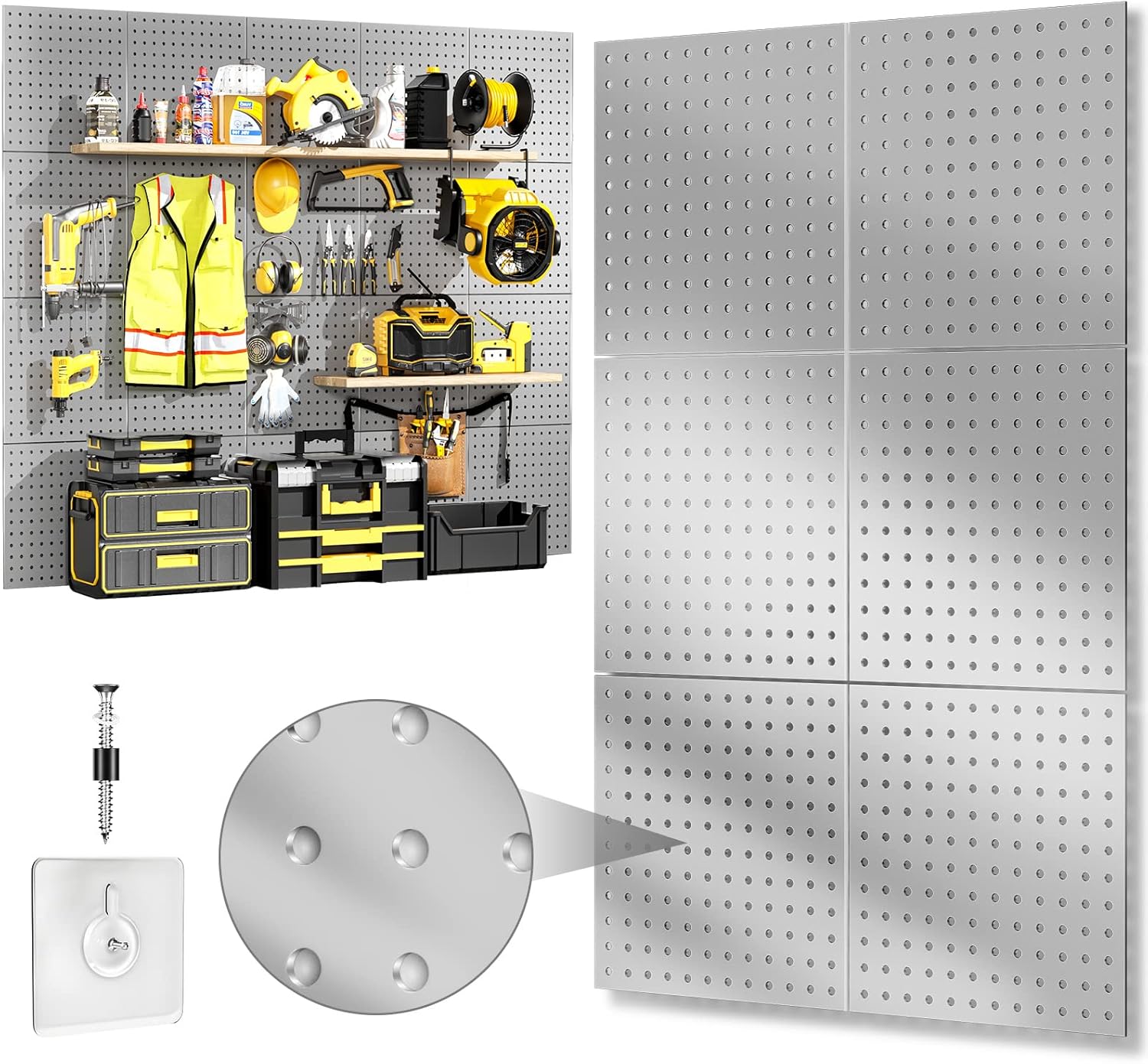 FZK Peg Board, Metal Pegboard 6PCS, Pegboard, Pegboard Wall