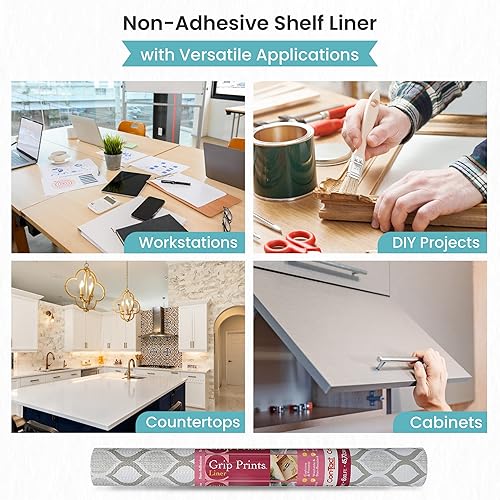 Miniatura 10 de Con-Tact Brand Grip Prints - Forro adhesivo duradero antideslizante para estantes y cajones, 18 x 4 pies, Aspen Aloe