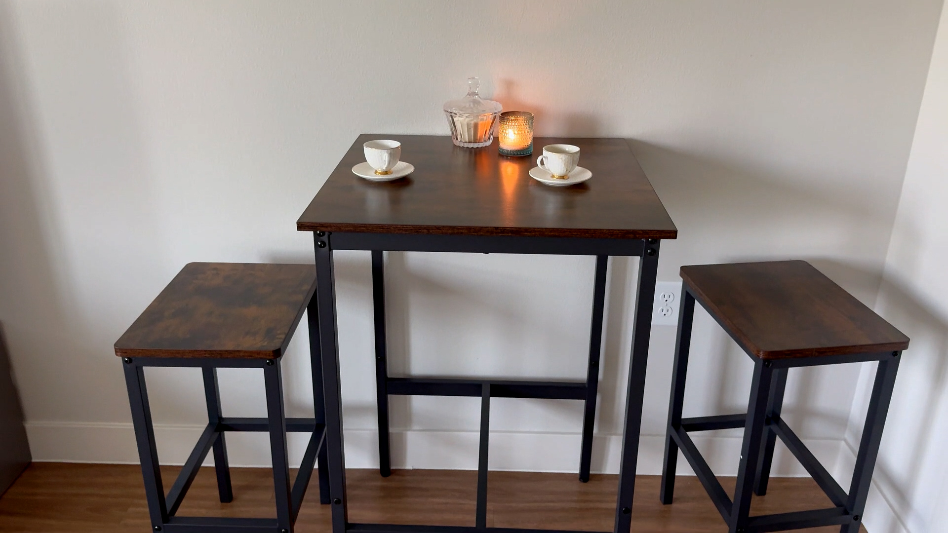 Amazon.com - VASAGLE Bar Table and Chairs Set, Square Table with 2
