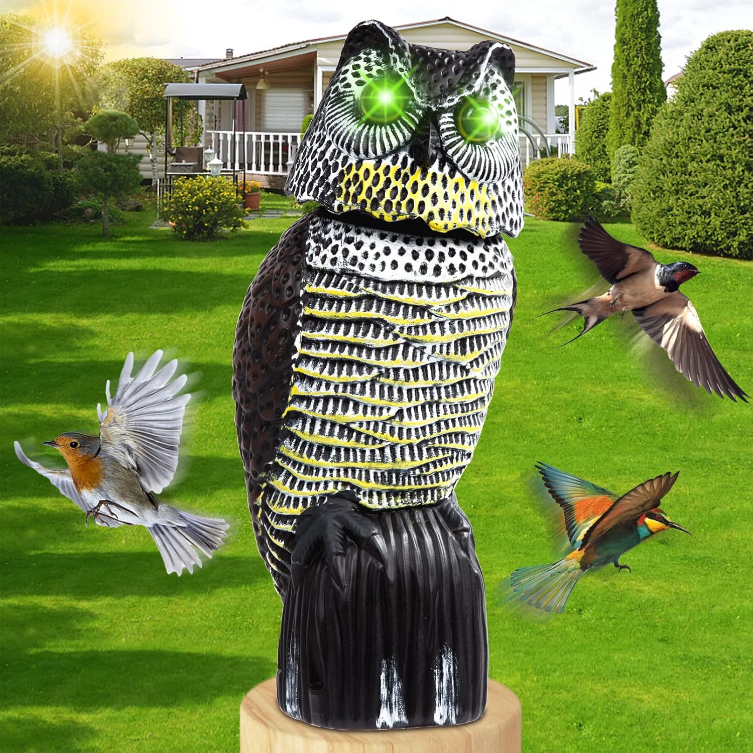 Mageloly Fake Owl Decoys, Pest Repellent, Solar Owls Bird