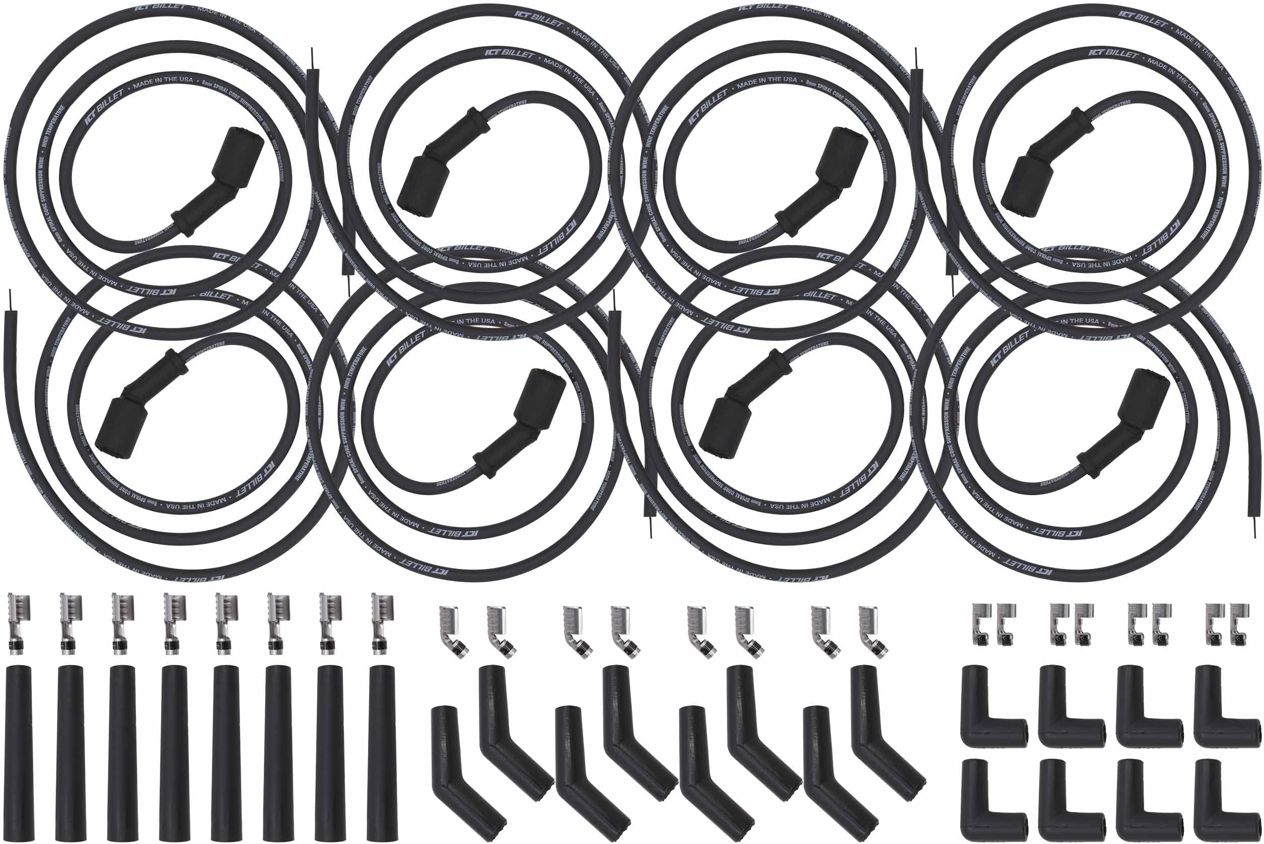 ICT Billet 5ft Universal Spark Plug Wire Set - LS LT Remote Coil Spiral Core Straight 90 135 Boots Compatible with LS1 LM7 LR4 LQ4 LS6 L59 LQ9 LM4 L33 LS2 L76 LY6 LC9 LH8 LMG LS3 LZ1 L99 L96 551083