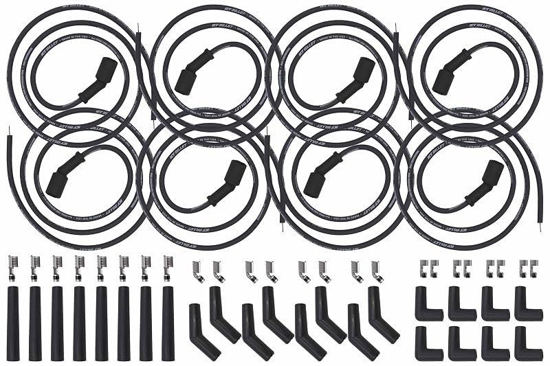 Jogo de Cabos de Vela ICT Billet 5 ft para Motores LS e LT – 8 mm, Núcleo Espiral, 8 Cabos