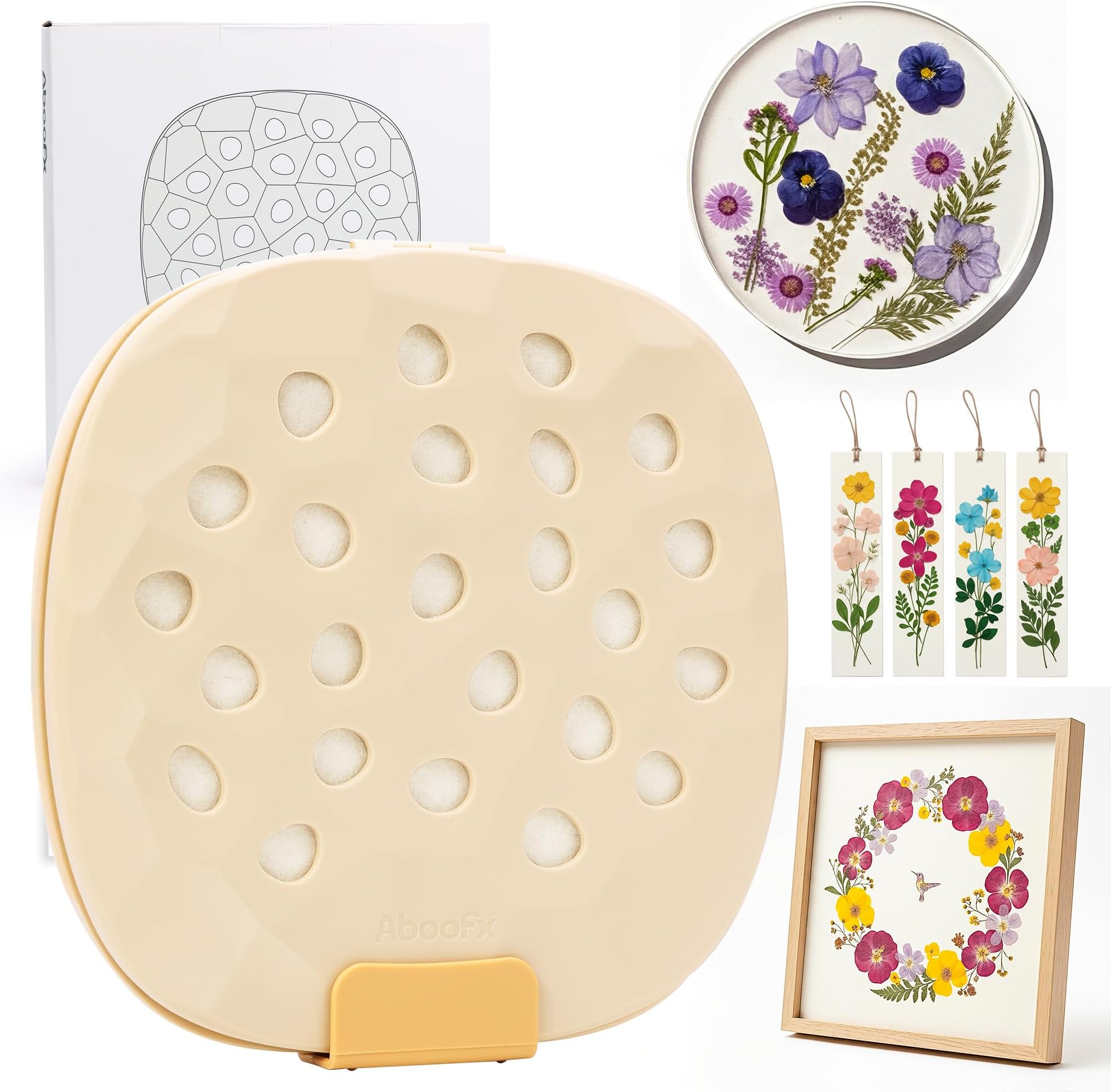Aboofx Microwave Flower Press Kit, 9" Fast Drying & Easy Flower Pressing Kit with Reusable&Washable Cloth, Vibrant Color Retention for Craft Plant&Flowers Preservation Art, Gift for Art Craft Lovers