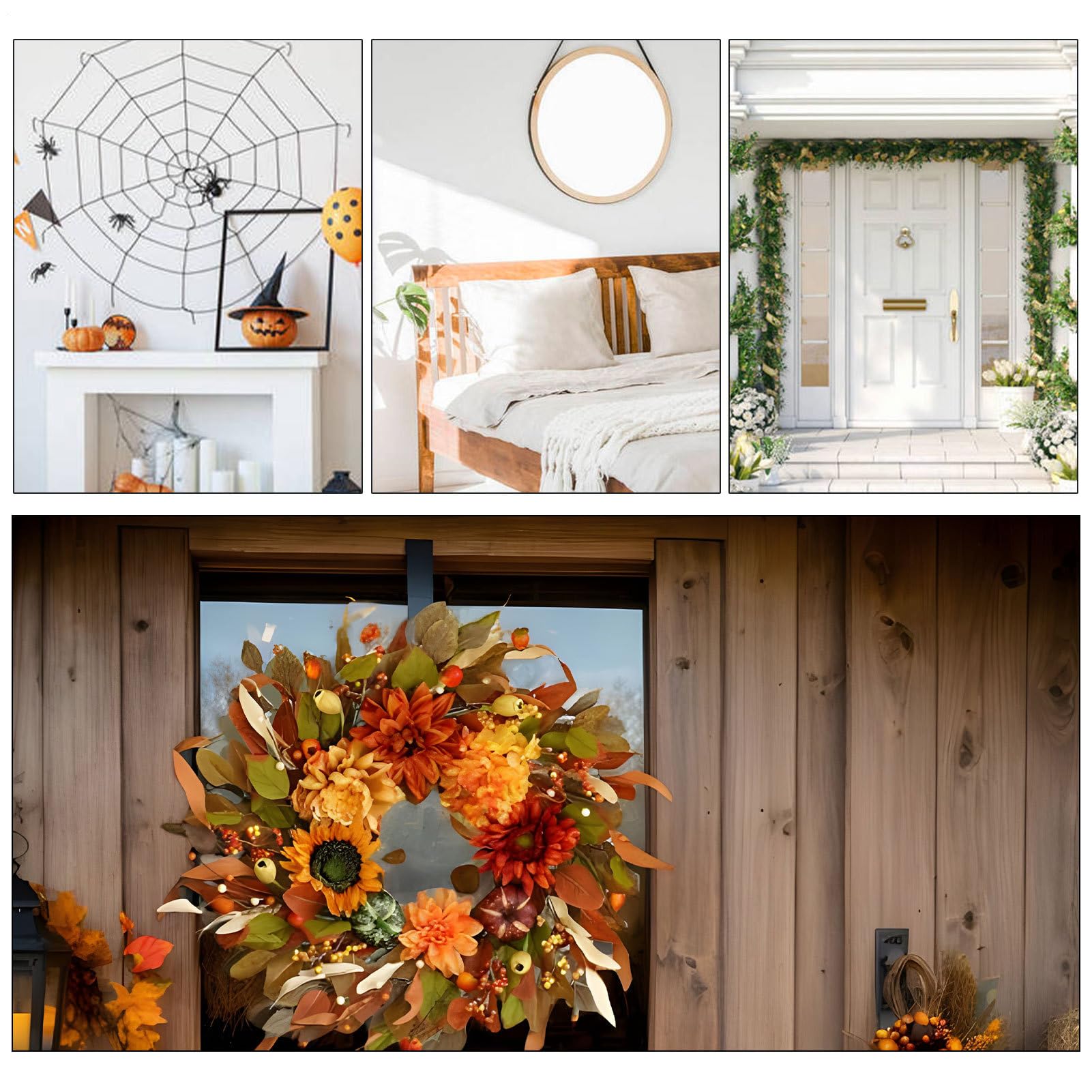 Corona De Otoño Para Puerta Artificial De 42 Centímetros | Coronas De Otoño Para Exterior Impermeables Para Decoración De Festival Acción De Gracias Halloween Vacaciones Puerta Y