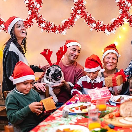 Miniatura 3 de Guirnalda de oropel de Navidad con copos de nieve, guirnalda metálica gruesa de 33 pies para decoración de árbol de Navidad, decoraciones navideñas
