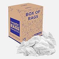 Vista 13 de Trapos de limpieza de camisetas blancas de primera calidad (caja de 10 libras), trapos de algodón blanco para limpieza, manchas, pintura, aceite