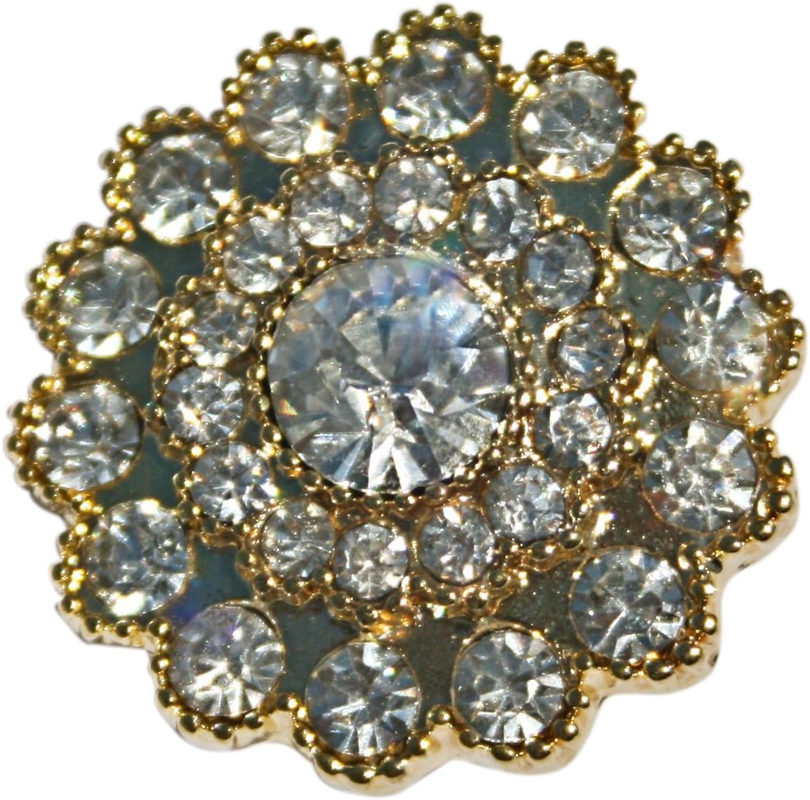 The Buckle Boutique Round Circle of Rhinestones Brooch Buckle in Gold Colored Plating