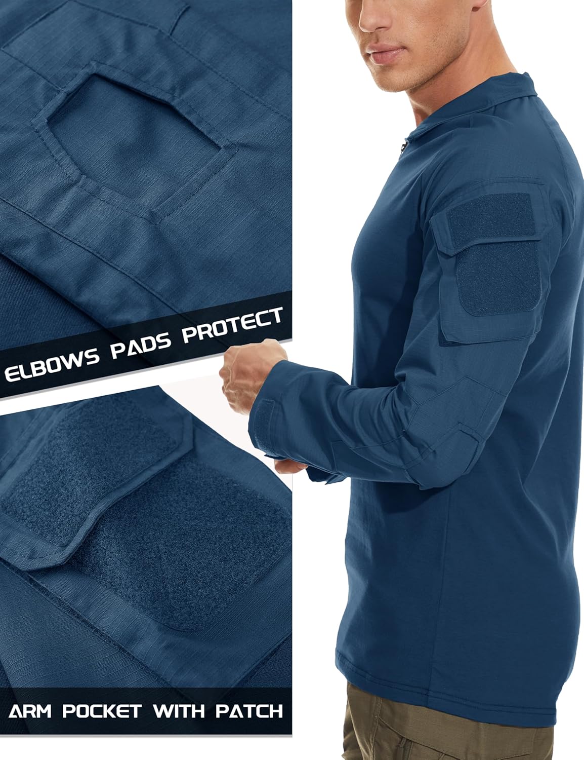 MAGCOMSEN Men's Tactical Military Shirts 1/4 Zip Long Sleeve Shirt with Pockets - Image 5