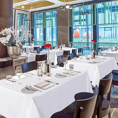 Miniatura 3 de sancua - Mantel rectangular de tela de poliéster lavable de 54 x 108 pulgadas para mesas de 6 pies - Ideal para bodas, cumpleaños, banquetes,