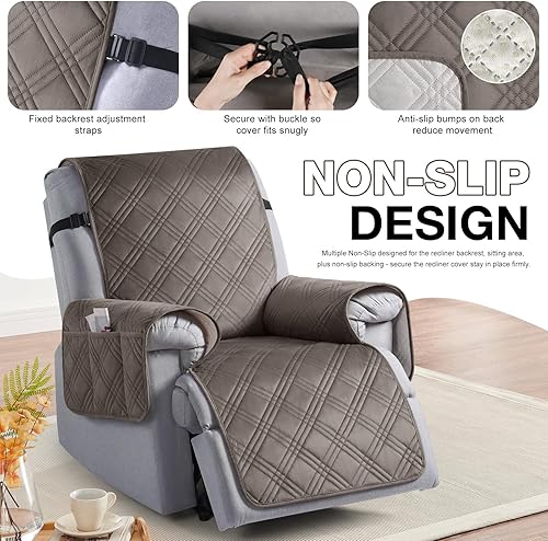 Miniatura 67 de TAOCOCO Funda para silla reclinable 100% impermeable con correas dobles, fundas antideslizantes para silla reclinable con bolsillo, protector
