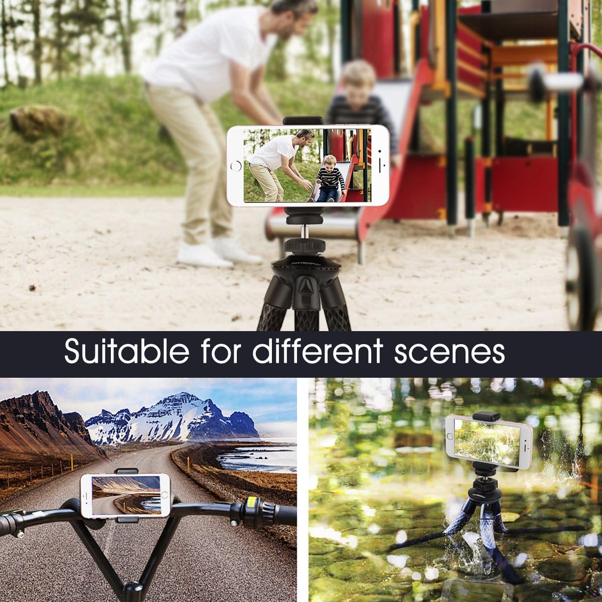 Lowest Price Camera/Phone Tripod,Patekfly 12 Inch Flexible Camera Tripod for Canon/Nikon/Sony DSLR Cam/Action Cam, Phone Tripod Stand with Cell Phone Holder Clip for iPhone/Android Phone(3 in 1)