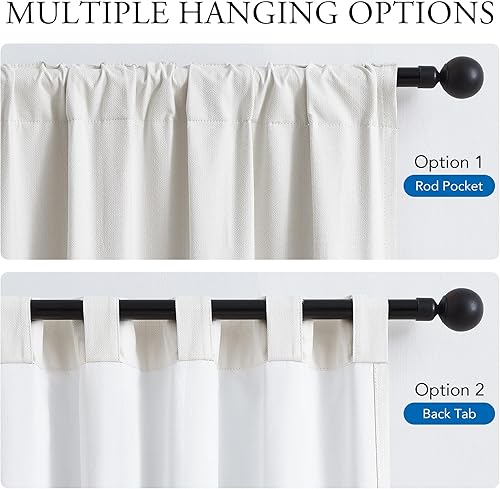 Miniatura 2 de Beauoop Paneles de cortina de lino 100% opacos de 95 pulgadas de largo, para oscurecer la habitación, cortinas con aislamiento térmico para sala de