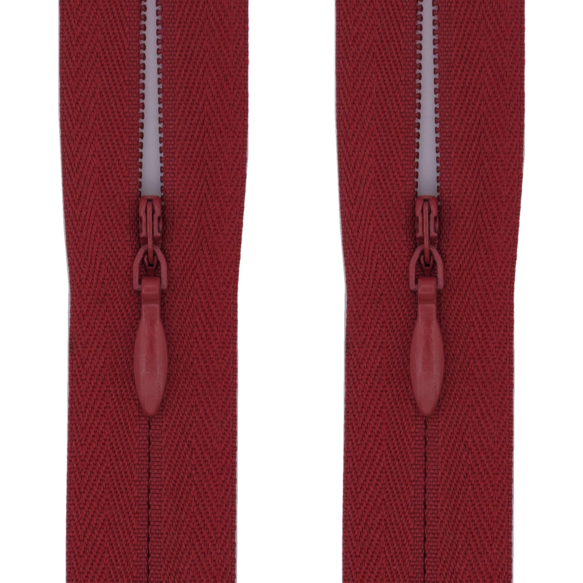 #3 Invisible Zips, 2 Pack, 20 Inch, Dark Brick Red