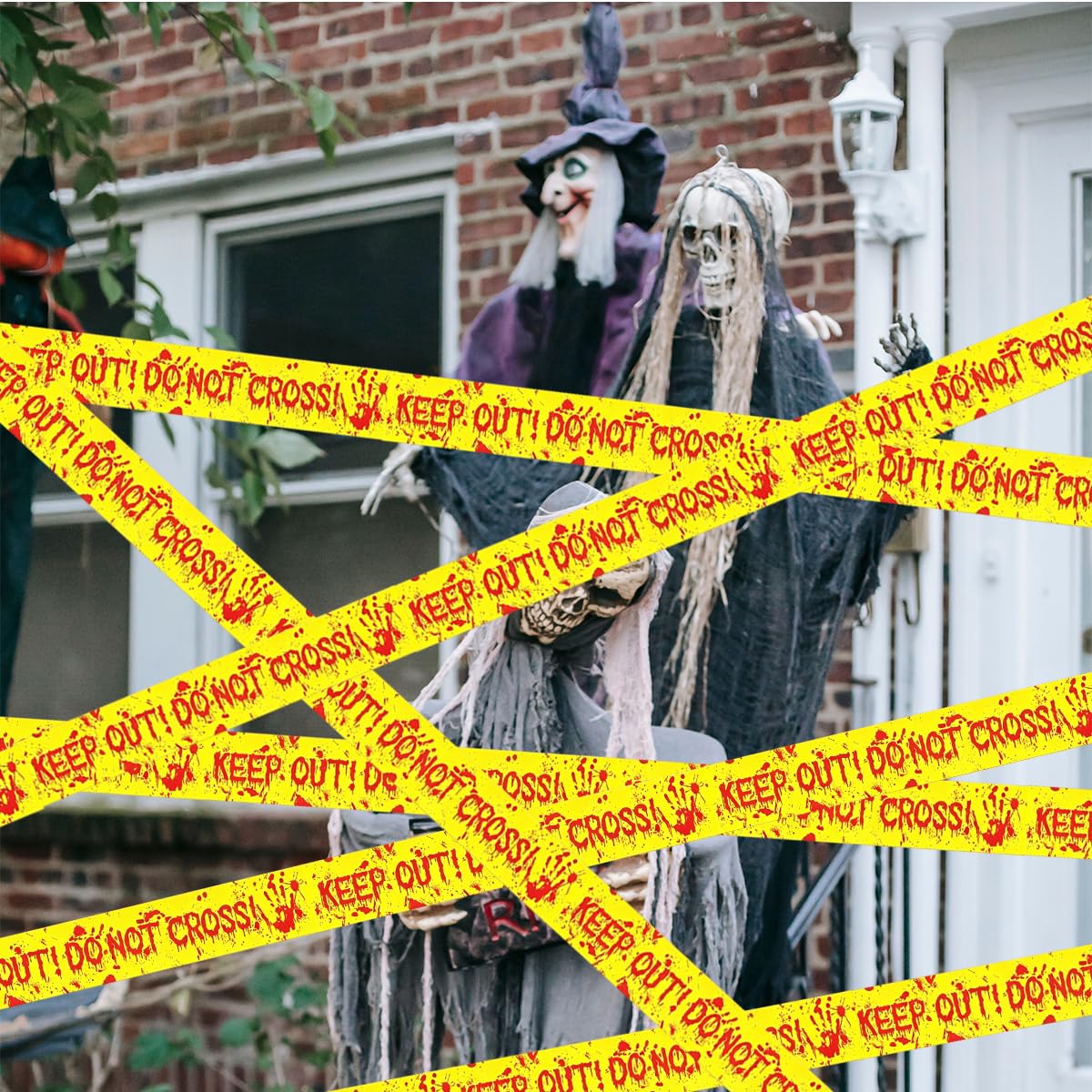 Halloween Decorations Halloween Caution Tape Fright Warning Tape Halloween Tape Bundle Creepy Banner Party Decor for Haunted Houses, Party, Door, Danger Areas Decor (3Inch x 60Ft)(D894-4) image 4