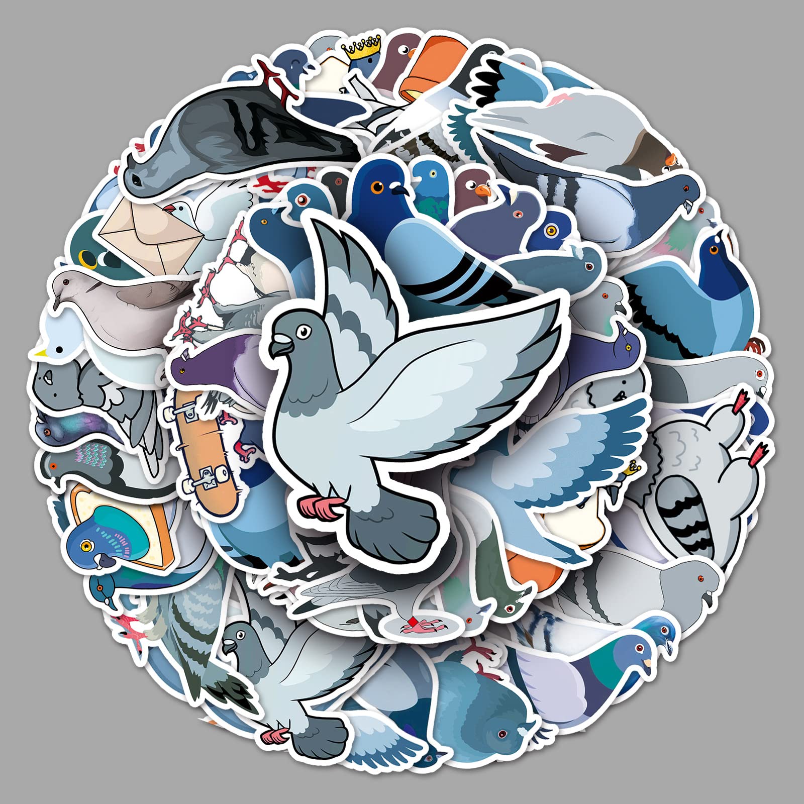 AUCEKO 50 Stück Tierische Taube Aufkleber Pack Pigeons Sticker Set wasserdichte Vinyl Sticker für Laptop Kinder Autos Motorrad Fahrrad Skateboard Gepäck Koffer Computer Aufkleber Graffiti Decal