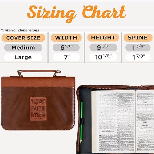 Miniatura 7 de Christian Art Gifts Funda clásica de piel sintética para la Biblia para hombres y mujeres mantente firme en la fe - 1 Corintios 1613 versículo