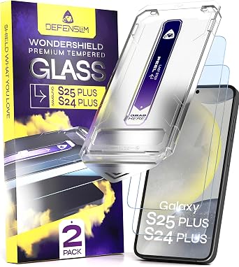 Defenslim for Samsung GALAXY S25 PLUS / S24 PLUS Screen Protector 2Pack, Easy Auto-Dust & Align Install Kit, 6.7" Tempered Glass, 9H Hardness, Ultra HD Clear, Case Friendly, WonderShield