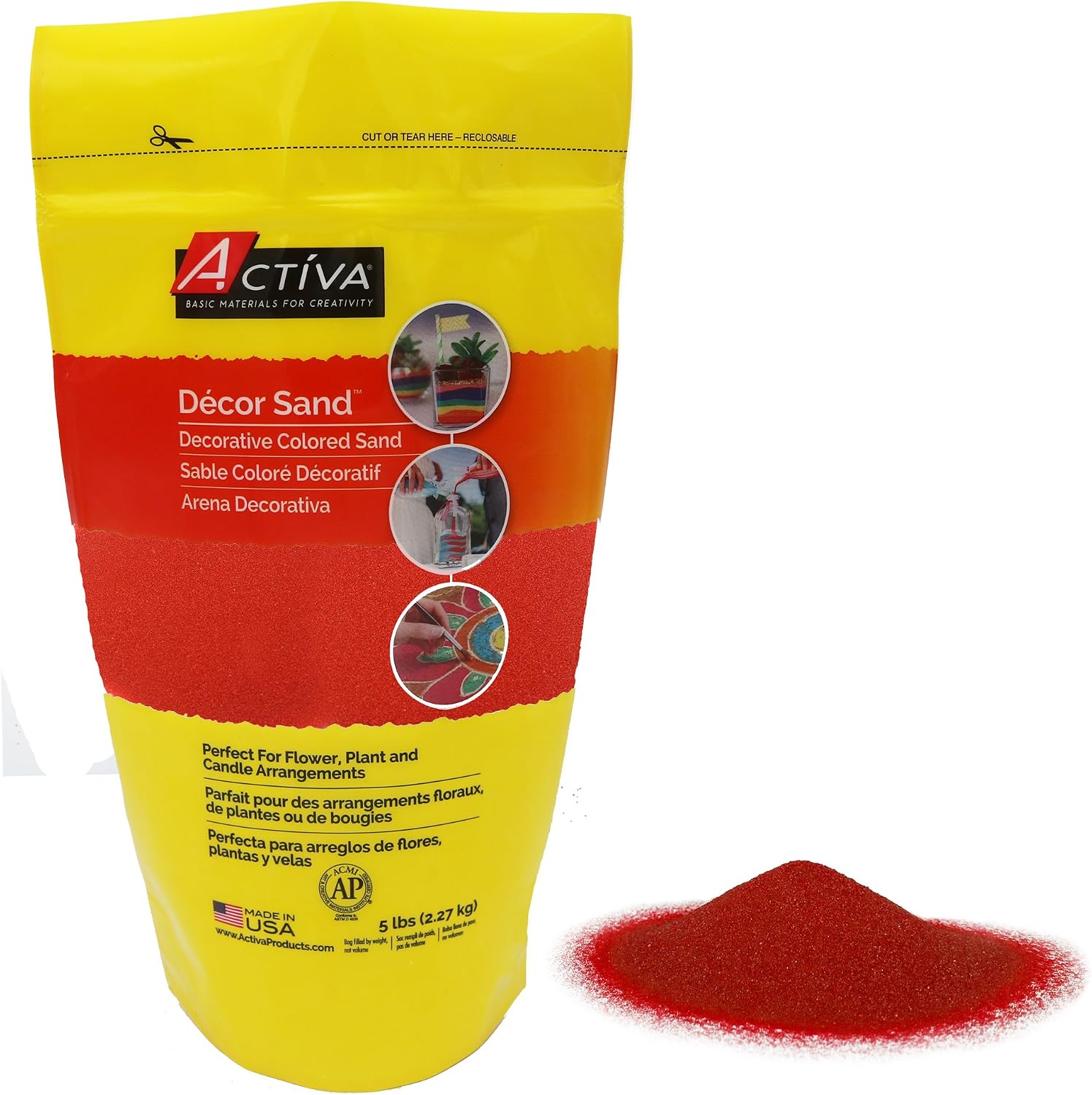 ACTIVA Decor Sand, 5-Pound, Bright Red