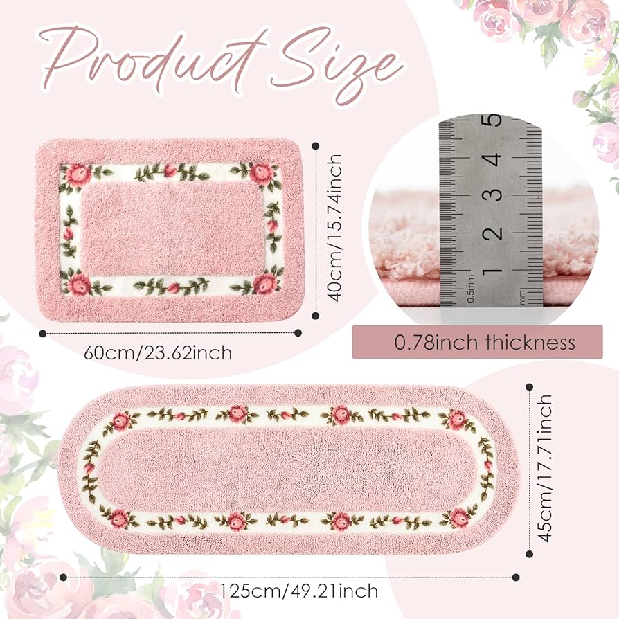 Amazon.com: Drydiet 2 Pcs Rose Flowers Bathroom Rugs Set