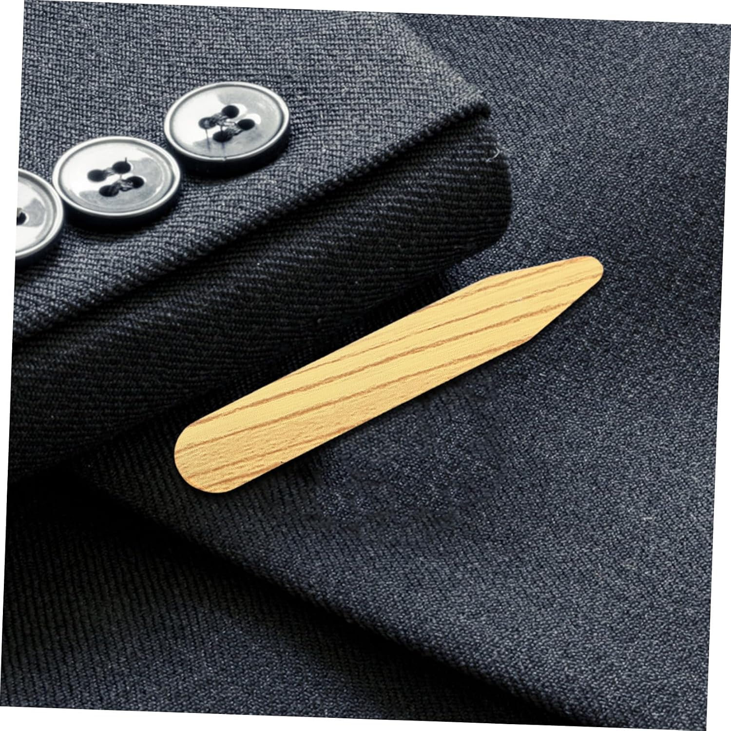Wood Grain Shirt Collar Stays for Men, 1 Pair 60mm Inserts