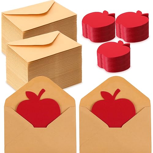 Marspark 100 Set Back to School Apple Gift Cards with Envelopes, First Day of School Teacher Appreciation Cards, Cute Blank Thank You Notes for Classroom Welcome & Teacher Rewards