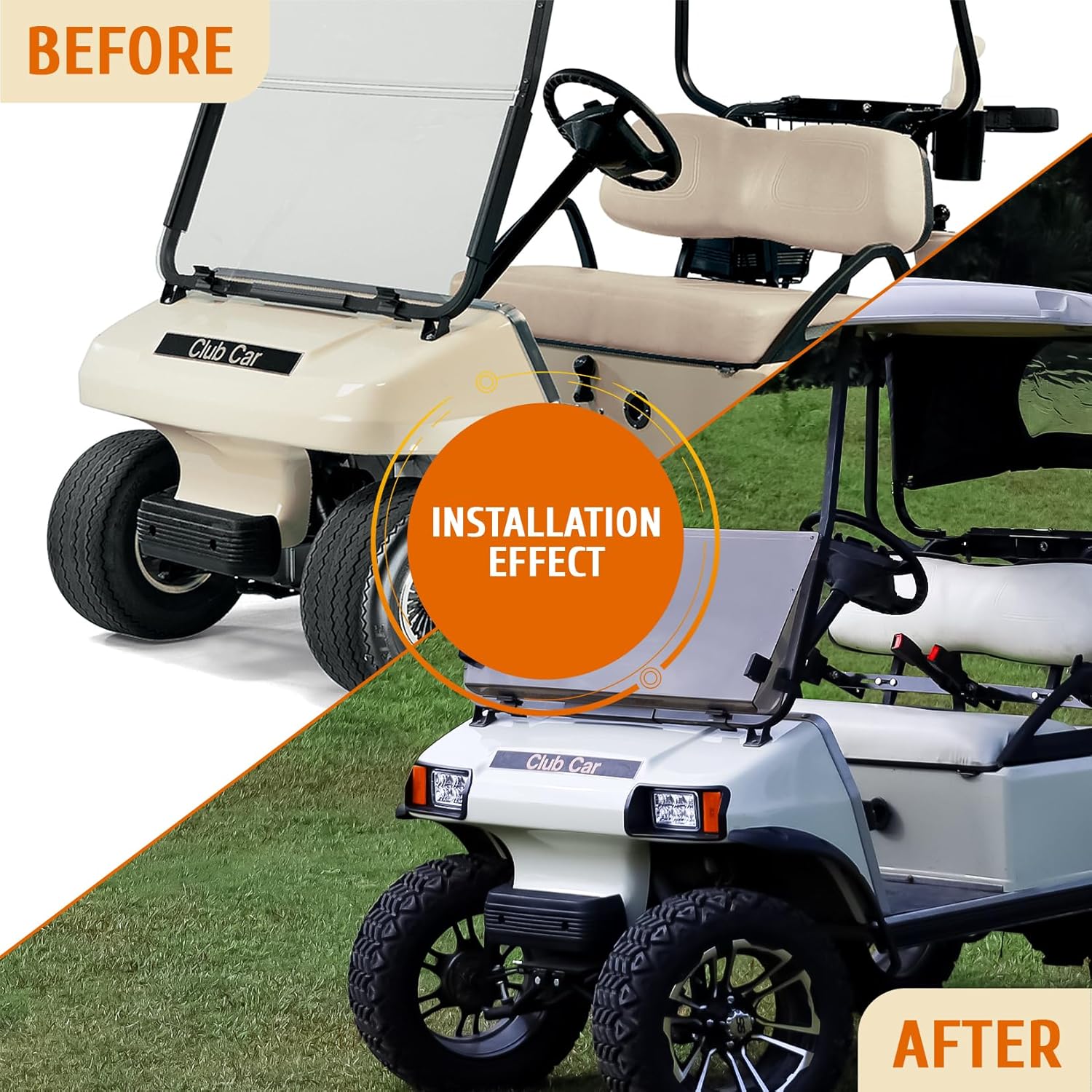 DRIVE UP Club Car DS LED Headlight Kit, 12V Factory Style LED Headlights with Adapter Wire for Club Car DS 1993-up Gas and Electric Golf Carts, OEM 101988001