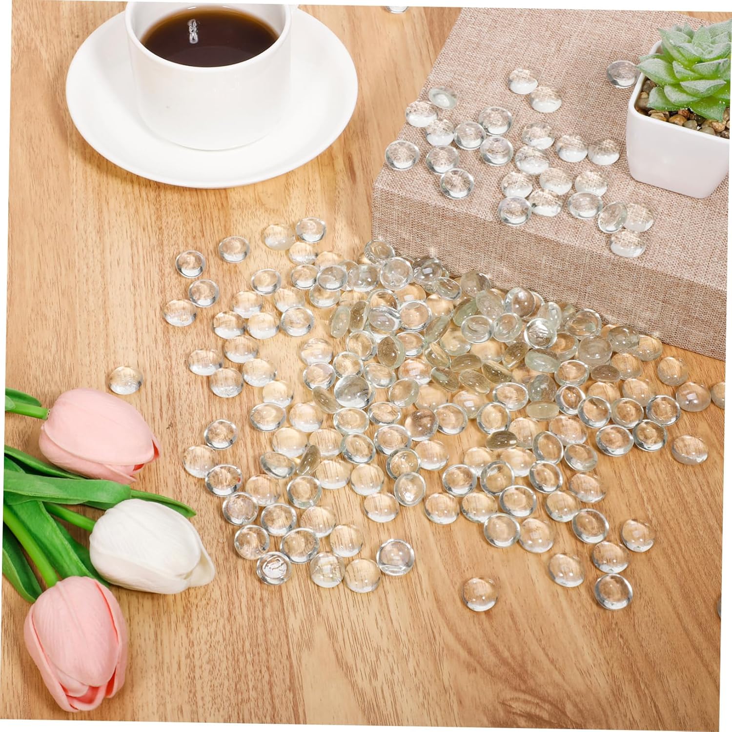 750pcs Flat Glass Marbles Glass Beads Marbles for Fish Tanks Vase Filler Stones Craft Beads