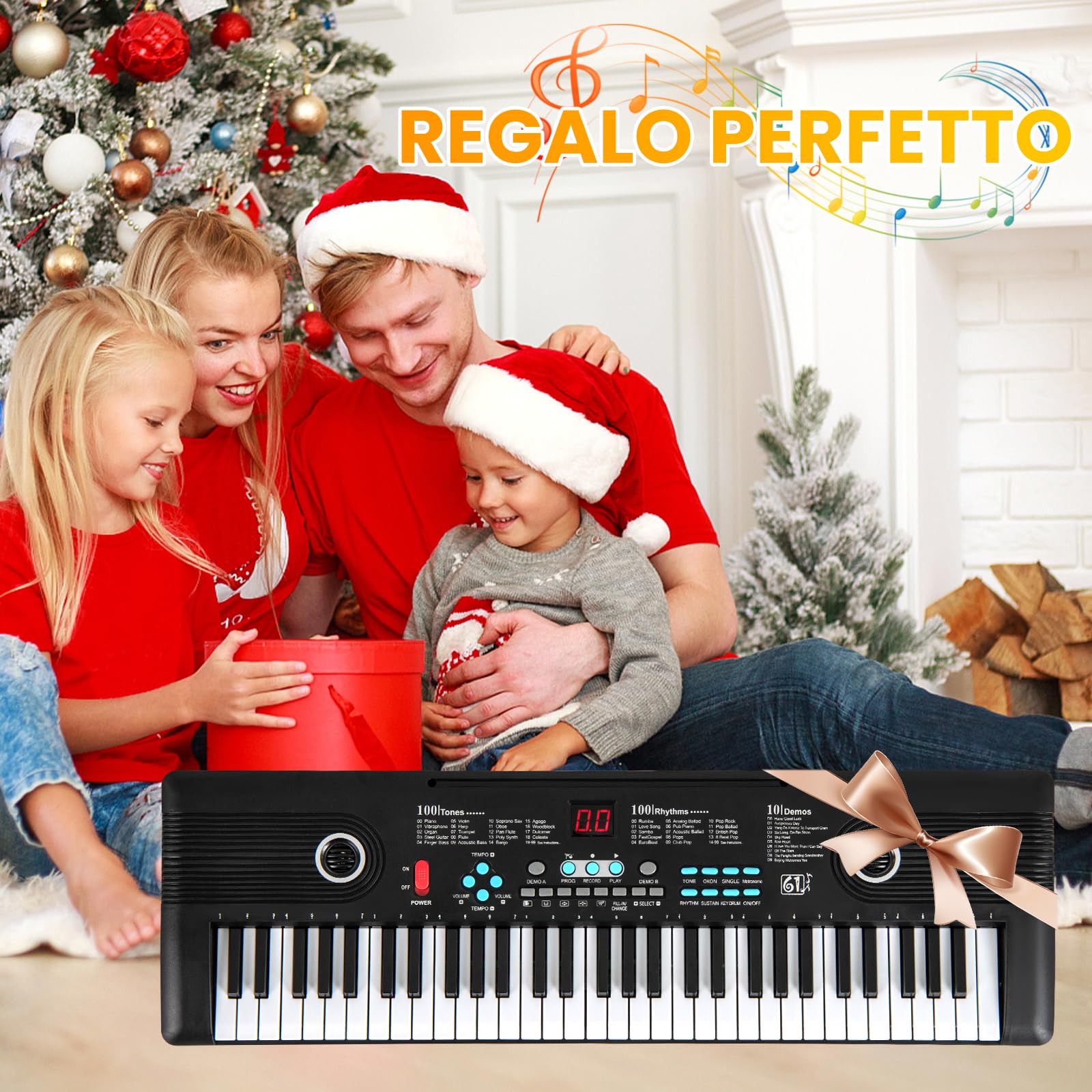 RELAX4LIFE Tastiera Elettronica a 61 Tasti, con Borsa, Microfono, Leggio, Alimentatore, per Principianti, Regalo Perfetto per Ragazze e Ragazzi