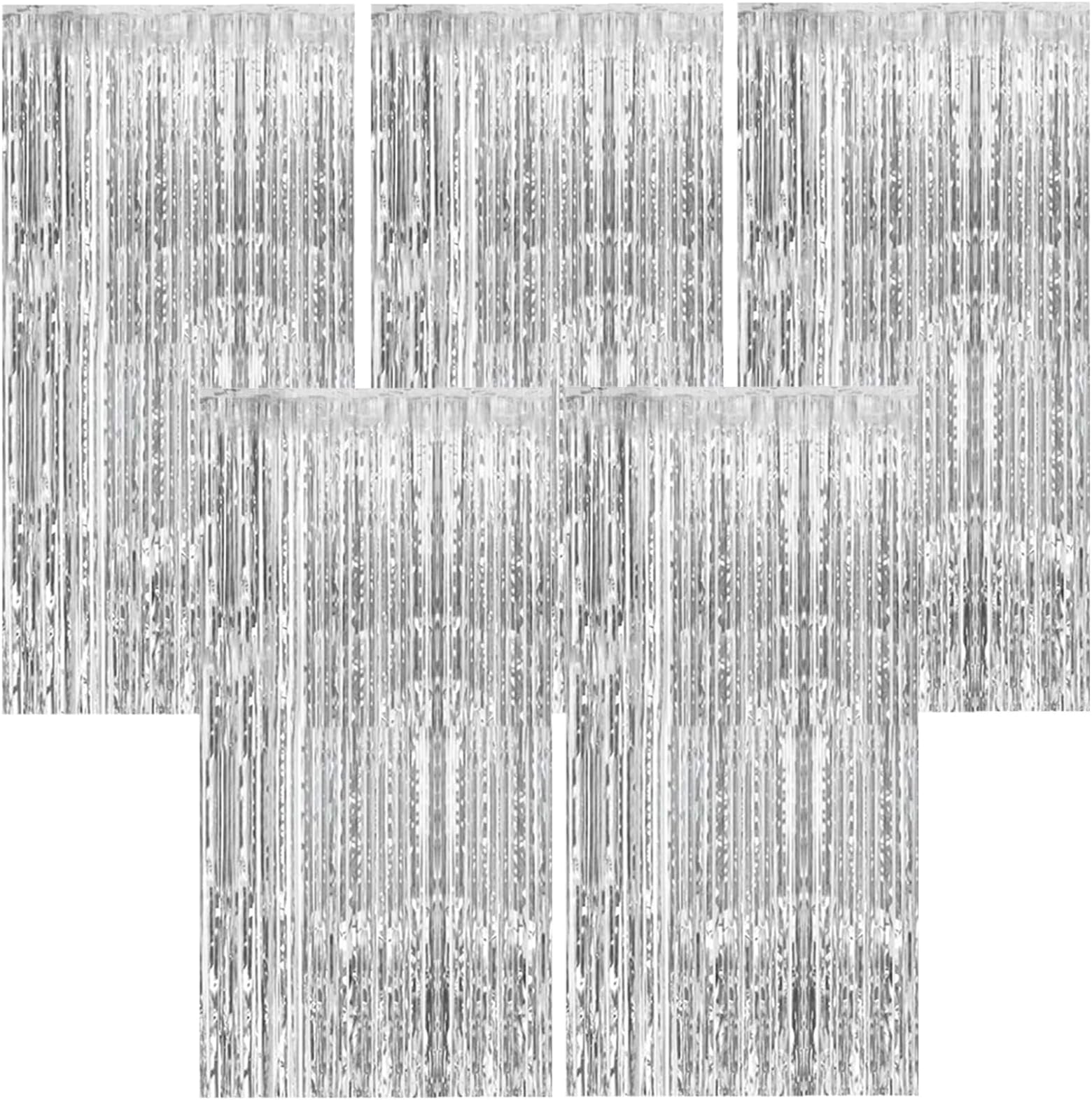 Rismise Lametta Vorhang Set 6 Stück - Silber Glitzer Partydekoration 1x2m