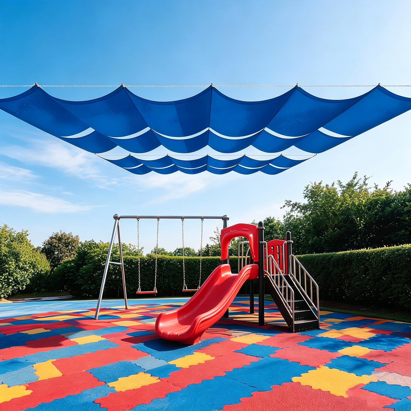 Voile d'ombrage rétractable à vagues pour sublimer le jardin