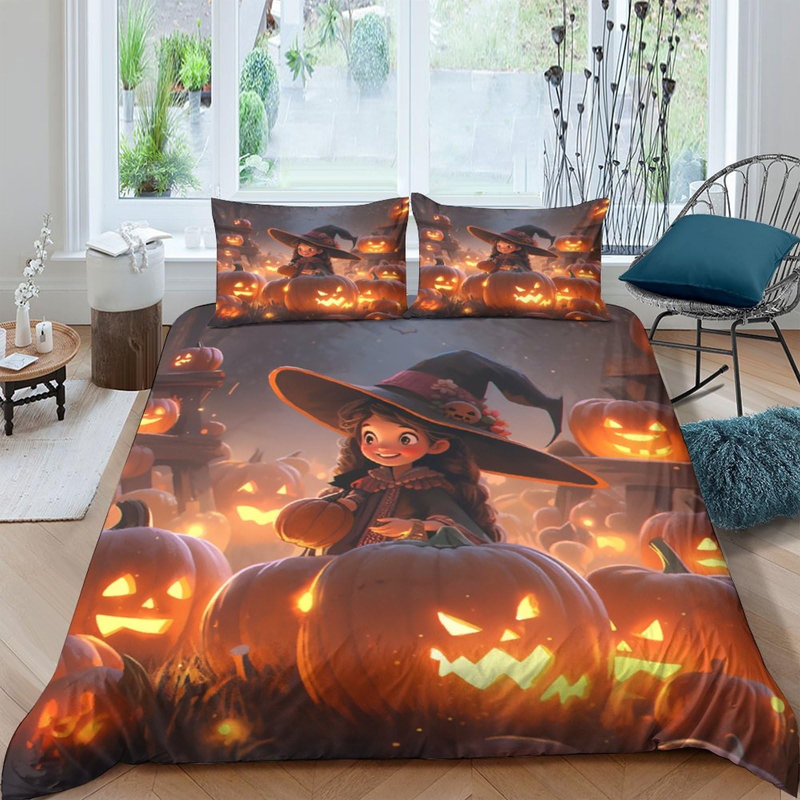 Housse de couette Trick Or Treat 220x240cm parure de lit grand lit enfant finie la couette qui glisse
