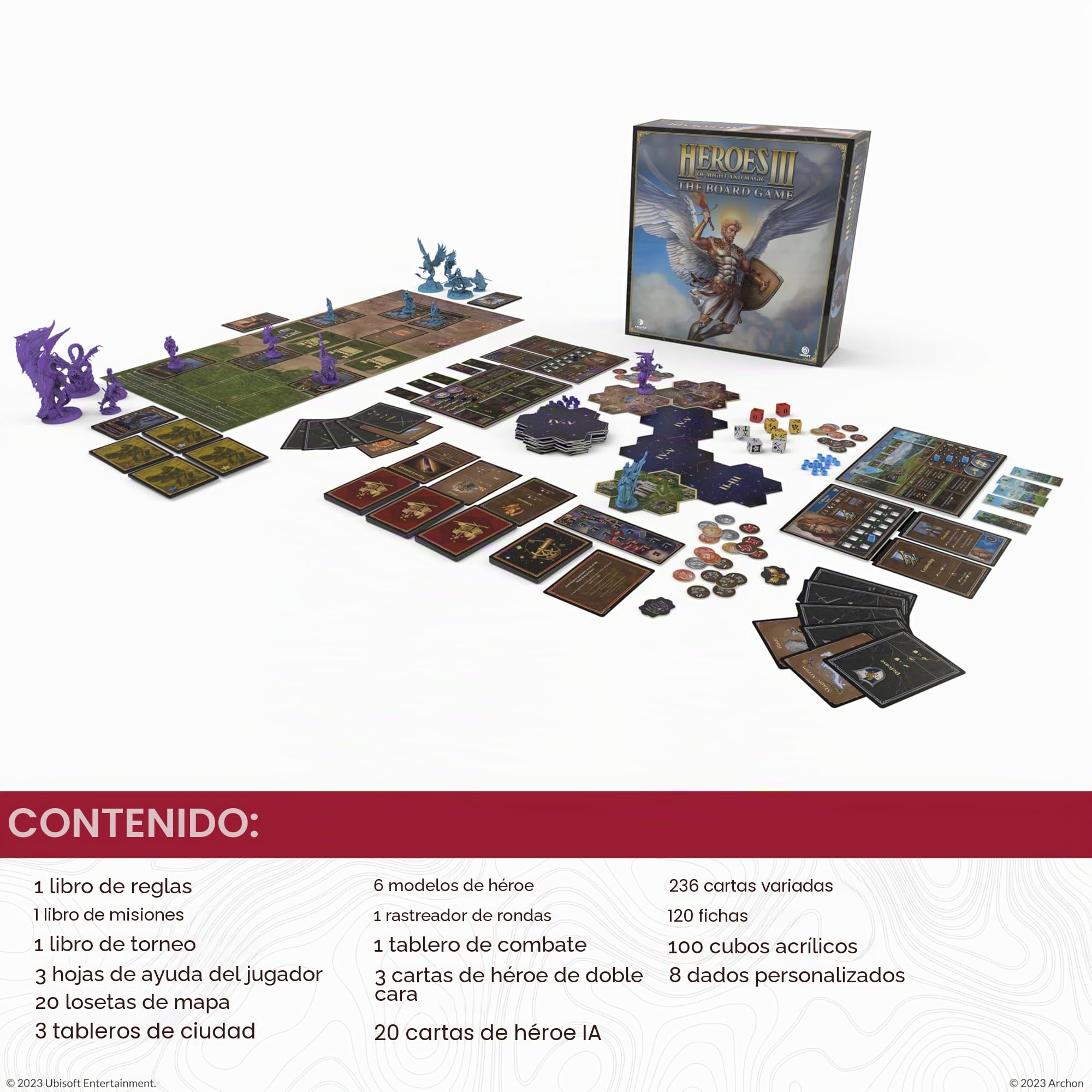 Heroes of Might & Magic III The Board Game - Juego de rol de estrategia de mesa para 1-4 jugadores, incluye 6 miniaturas de héroe, para edades de 14 años en adelante (inglés)