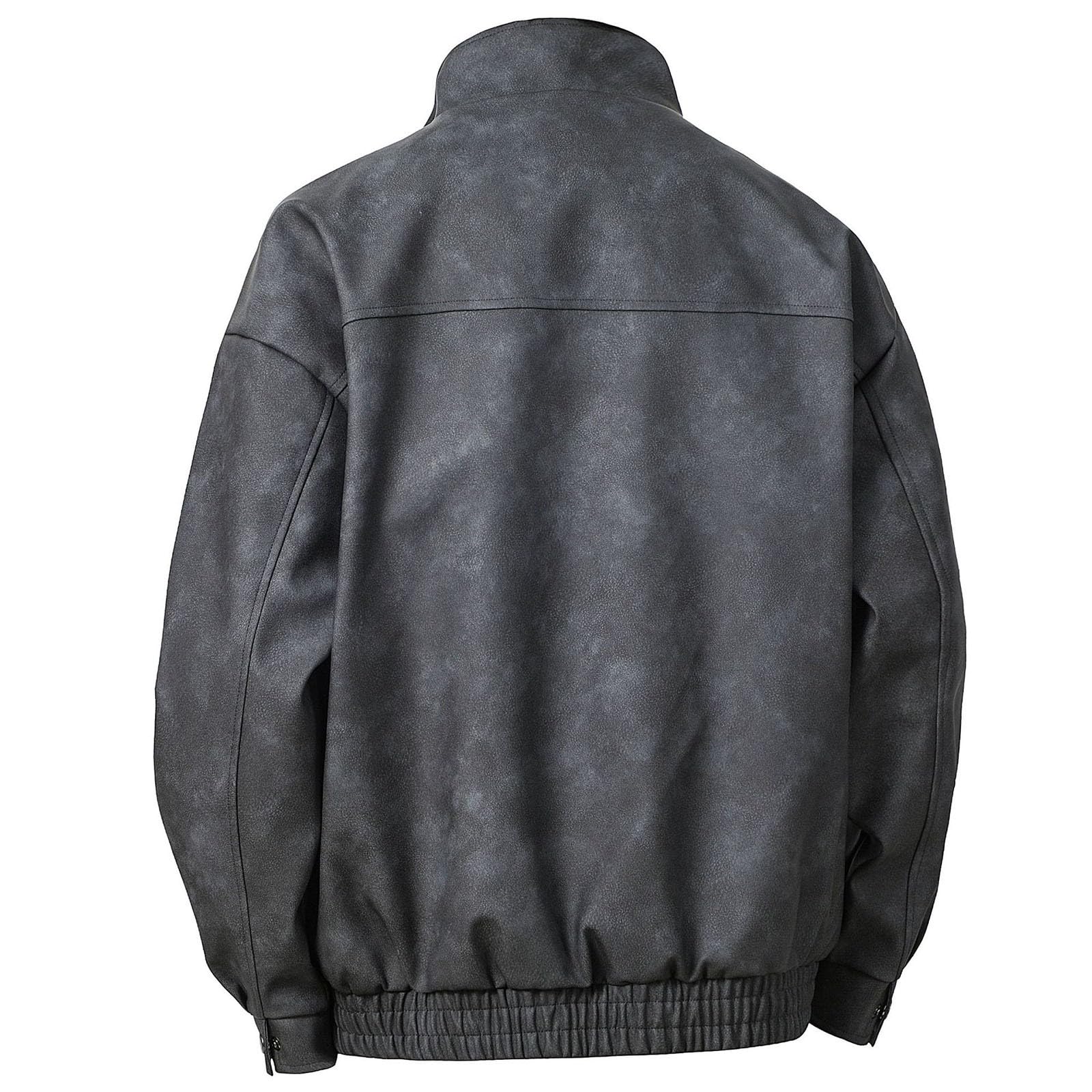 Giacca in pelle scamosciata, elegante, con orlo elasticizzato, stile motociclista, college, colletto alto | Giacca blouson slim fit, in pelle, da uomo, lunga, antivento, ideale per escursioni, campeggio e università