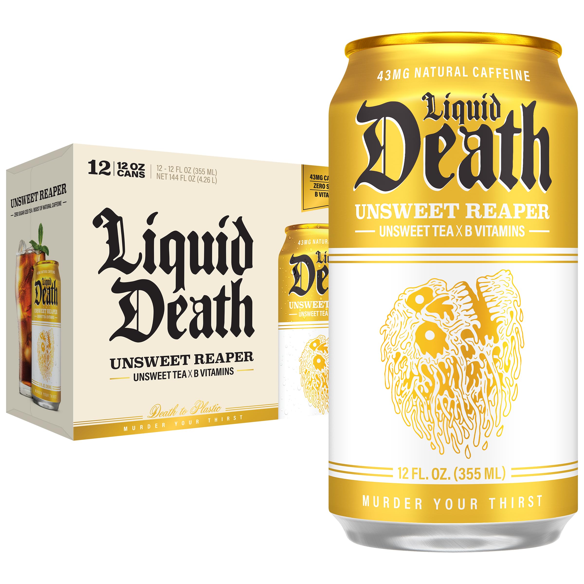 Amazon.com : Liquid Death Iced Tea - Unsweet Reaper, Less Sugar
