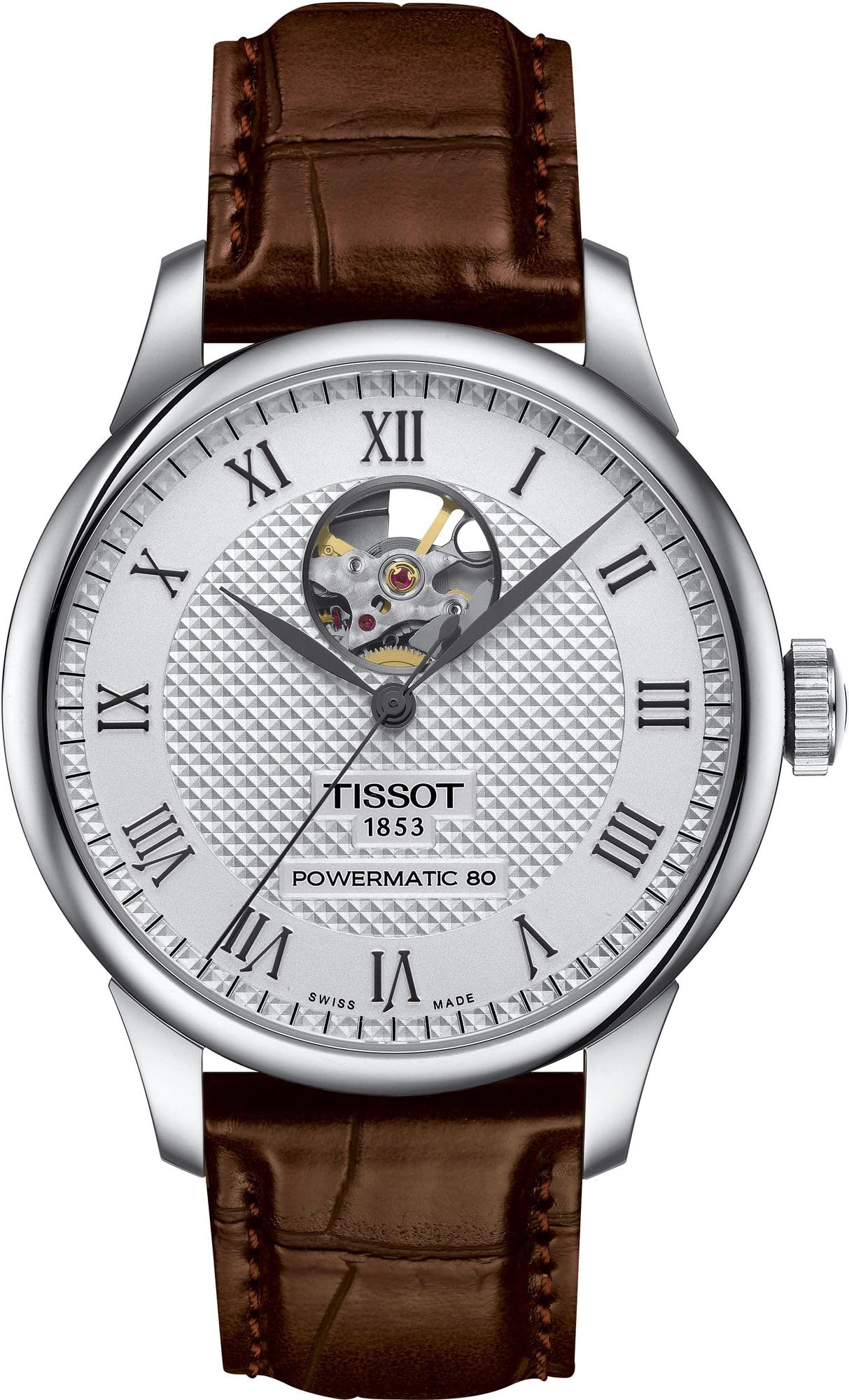 Le Locle Open Heart, Swiss Powermatic 80, 39.3mm, Silver Dial, Men's Watch