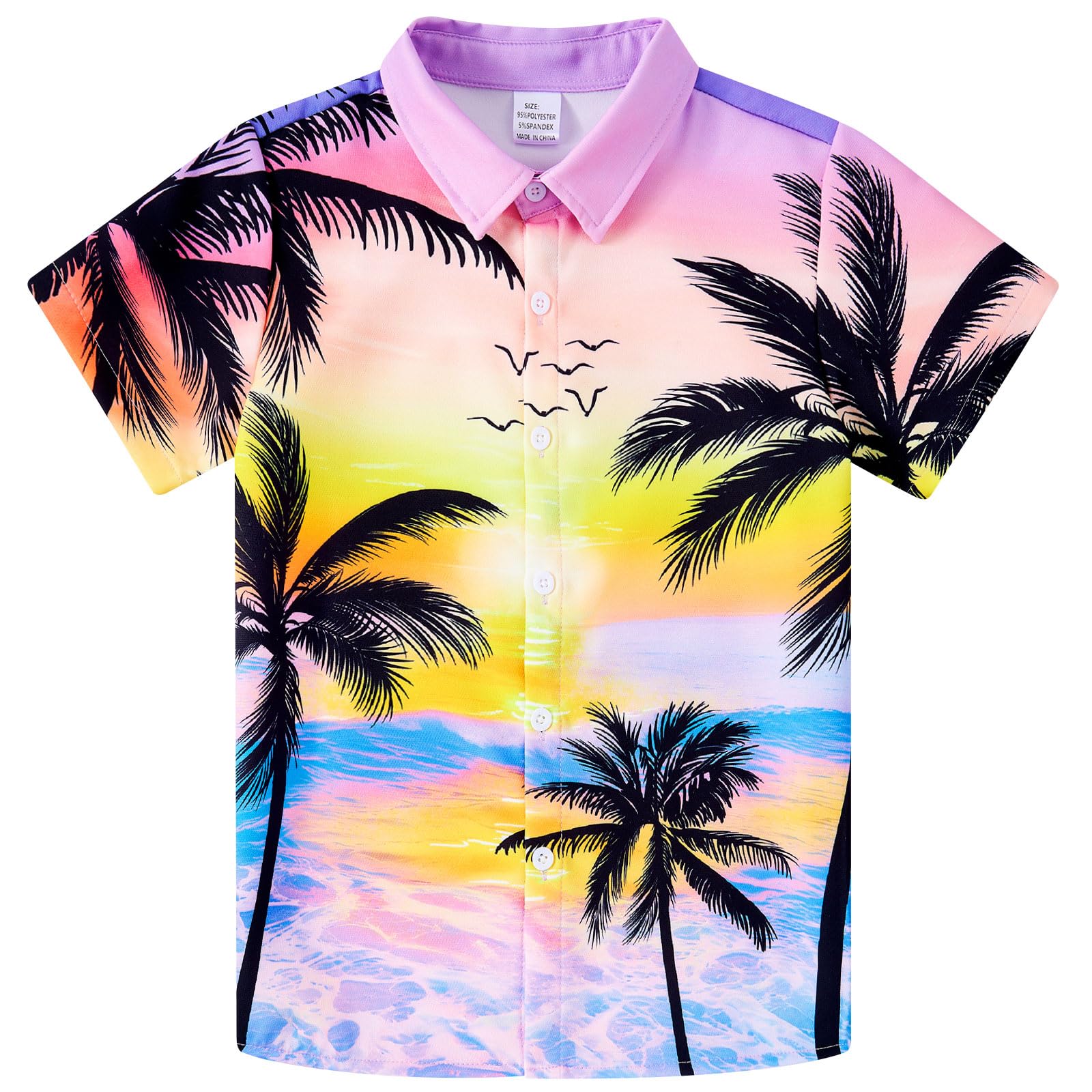 UNICOMIDEA Little & Big Boys Hawaiian Shirt Kids Tropical Luau 3D Print Button Down Shirts for 3-14 Years Old