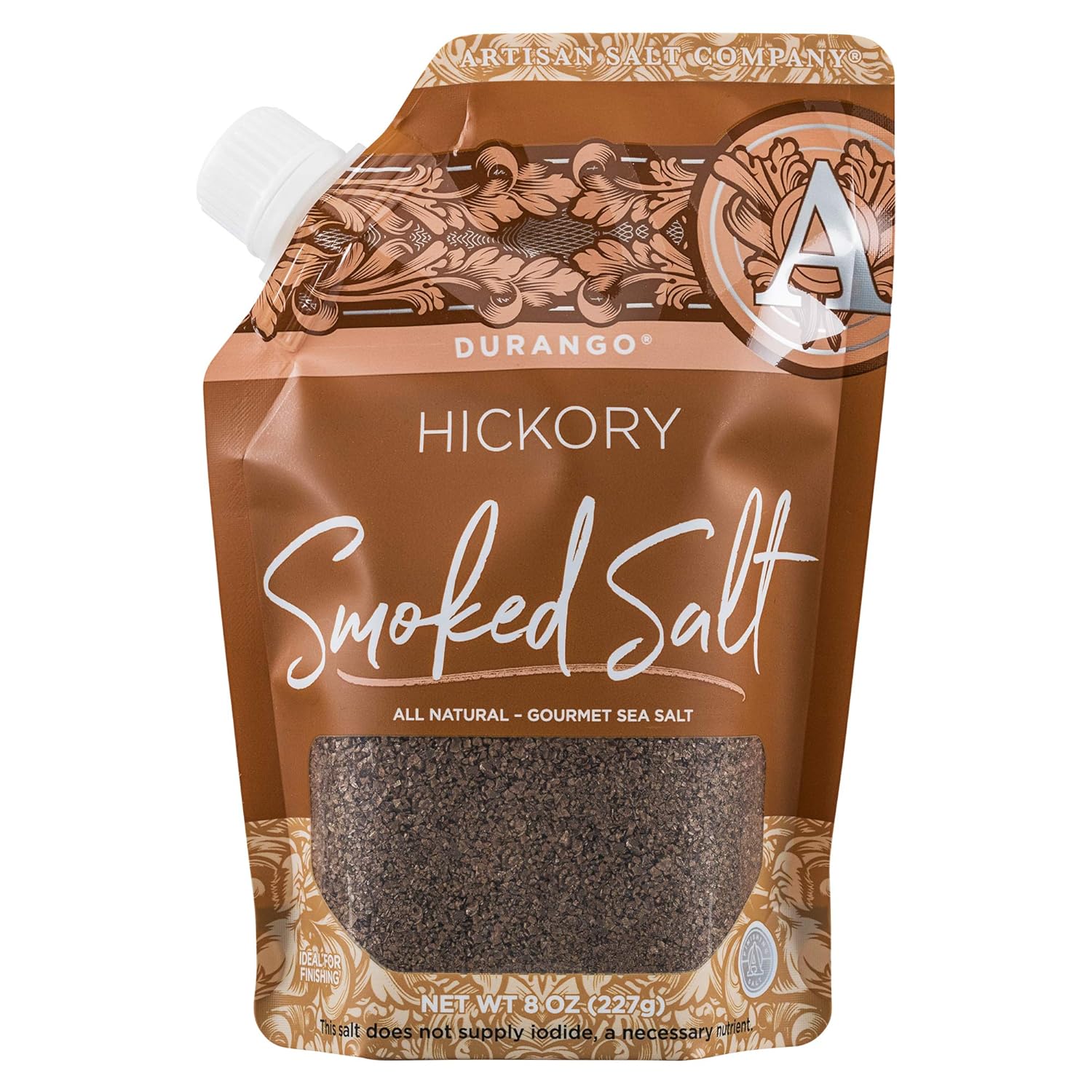 Artisan Salt Company Durango Hickory Smoked Sea Salt, Pour Spout Pouch, 8 Ounce