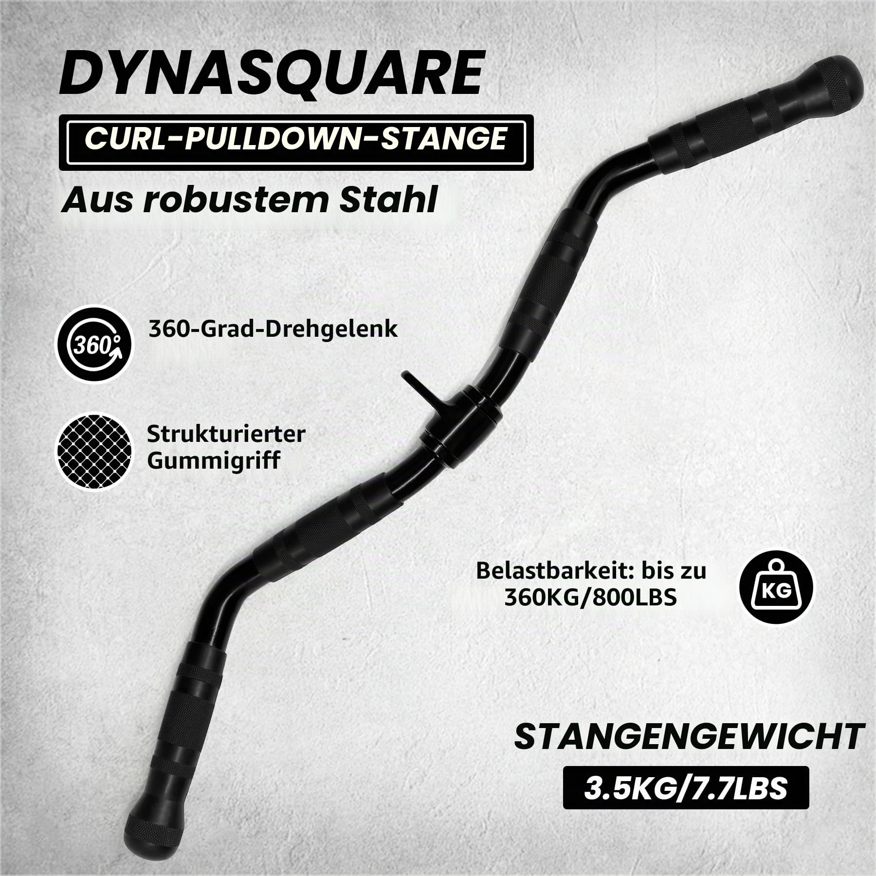 Kombination LAT-Zugzubehör, Seilzuggerät-Zubehör mit Curl- und Zugstange, passend für die meisten Fitnessgeräte, gefertigt aus robustem Vollstahl