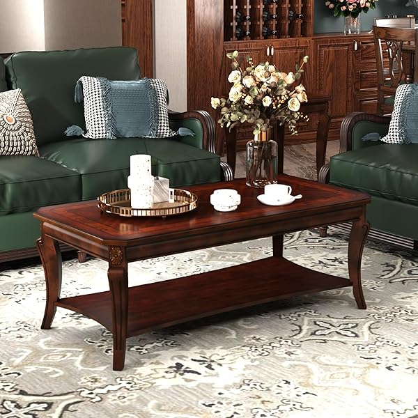 Carved Cherry Wood Farmhouse Table