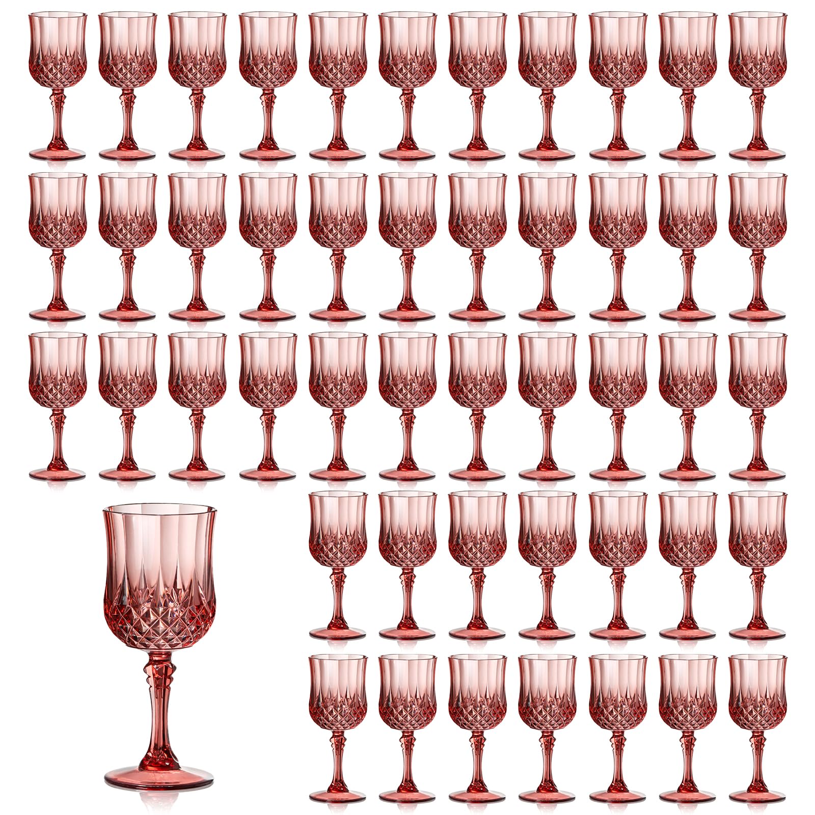 XUWAIDSGN 48 Pcs 7oz Plastic Vintage Wine Glasses Drinking Glasses Unbreakable Wedding Glassware Crystal Water Goblets Reusable Drinkware Vintage