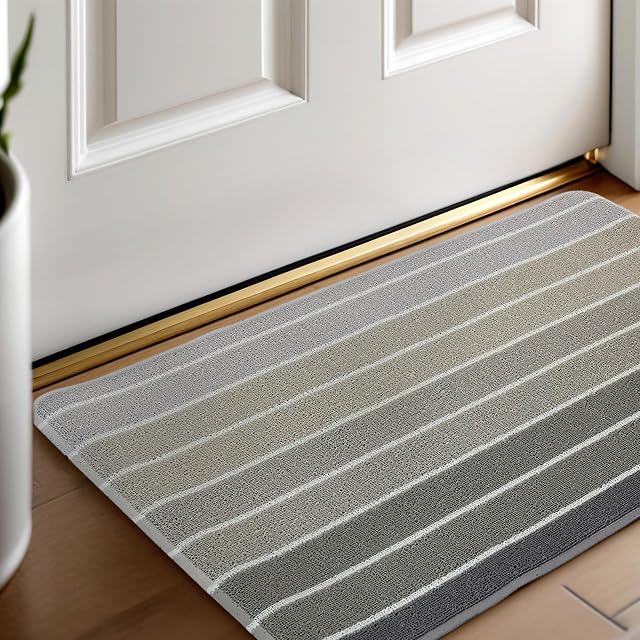 OOKSEN Outdoor Door Mat, Dirt Trapping Welcome Mats, Non-Slip Outdoor Mats, Low-Profile Front Door Mat, Durable Waterproof Doormat for Outside Patio Porch Guard, Grey, 35.5 x 23.5in