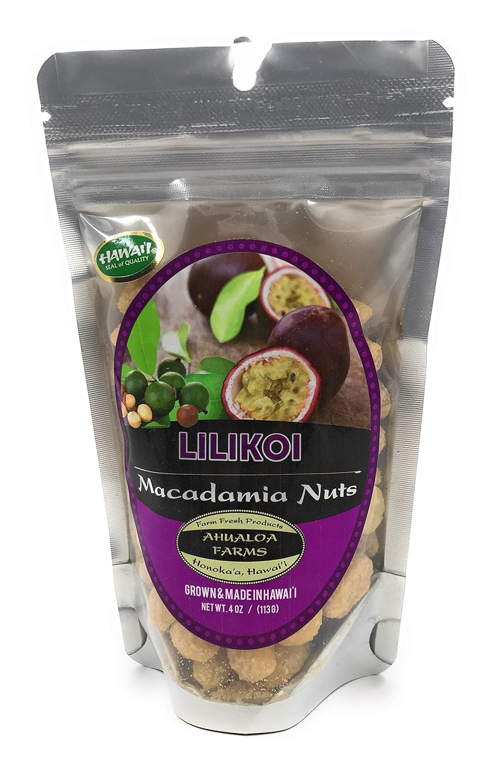 AHUALOA FARMS Lilikoi Macadamia Nuts, 4 OZ Grocery