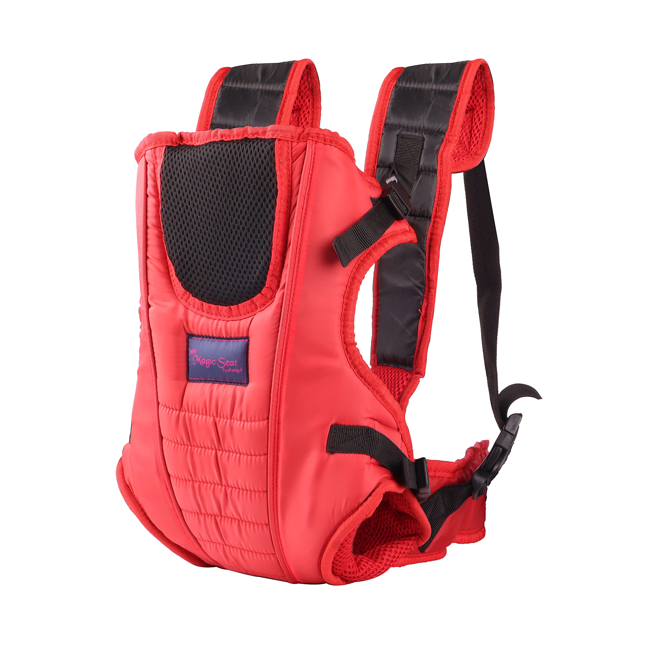 Magic Seat New Born Baby Carrier Bag with 4 Comfortable Carrying Positions for 4 to 18 Months|Max Weight 15Kg|Padded Neck & Shoulder Support Lightweight (Red-Black)-image-32