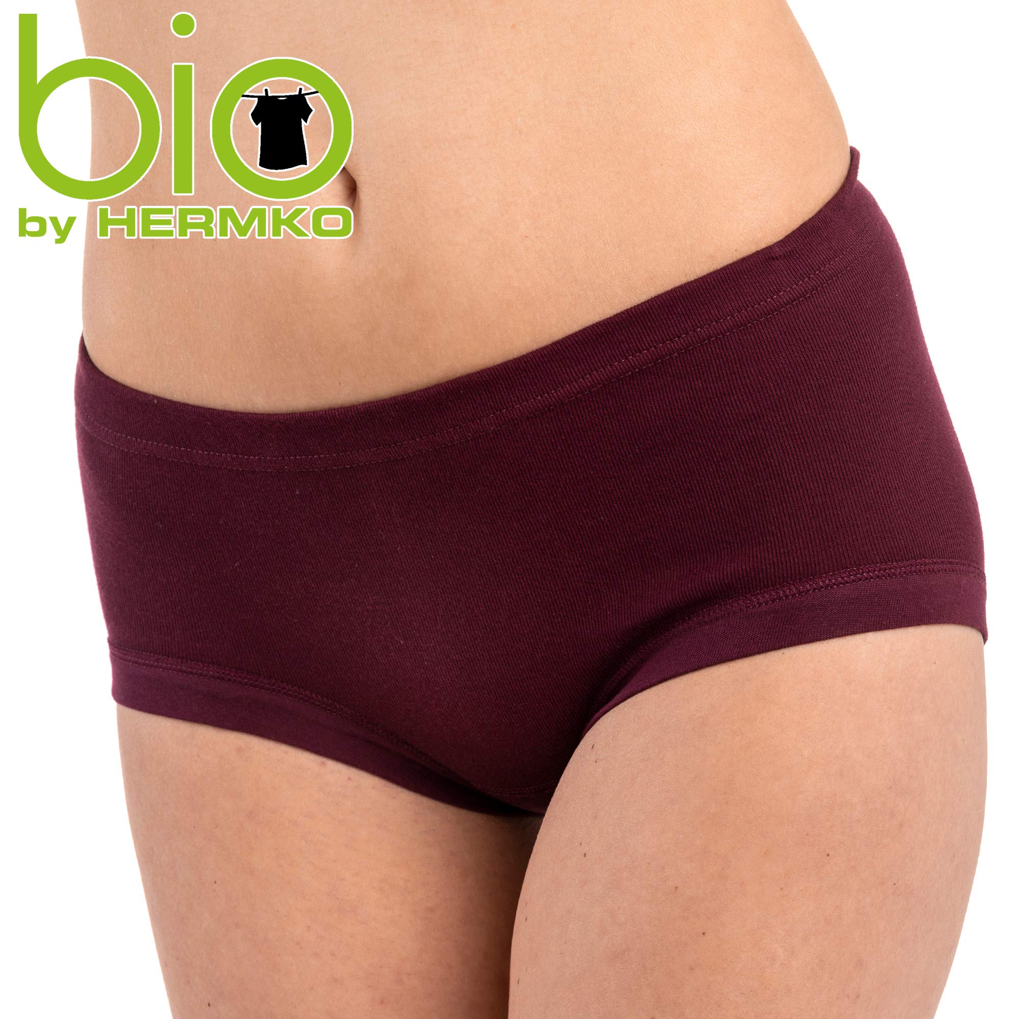 HERMKO 3er Pack Damen Taillenslip aus 100% Bio-Baumwolle mit Tunnelzug und elastischem Beinabschluss 9114001