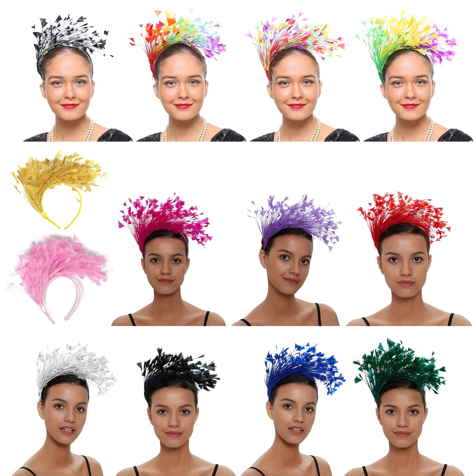 LJRPUPY Fascinator Stirnband Mit Federn – Teeparty-Kopfbedeckung Für Hochzeit, Halloween & Co.