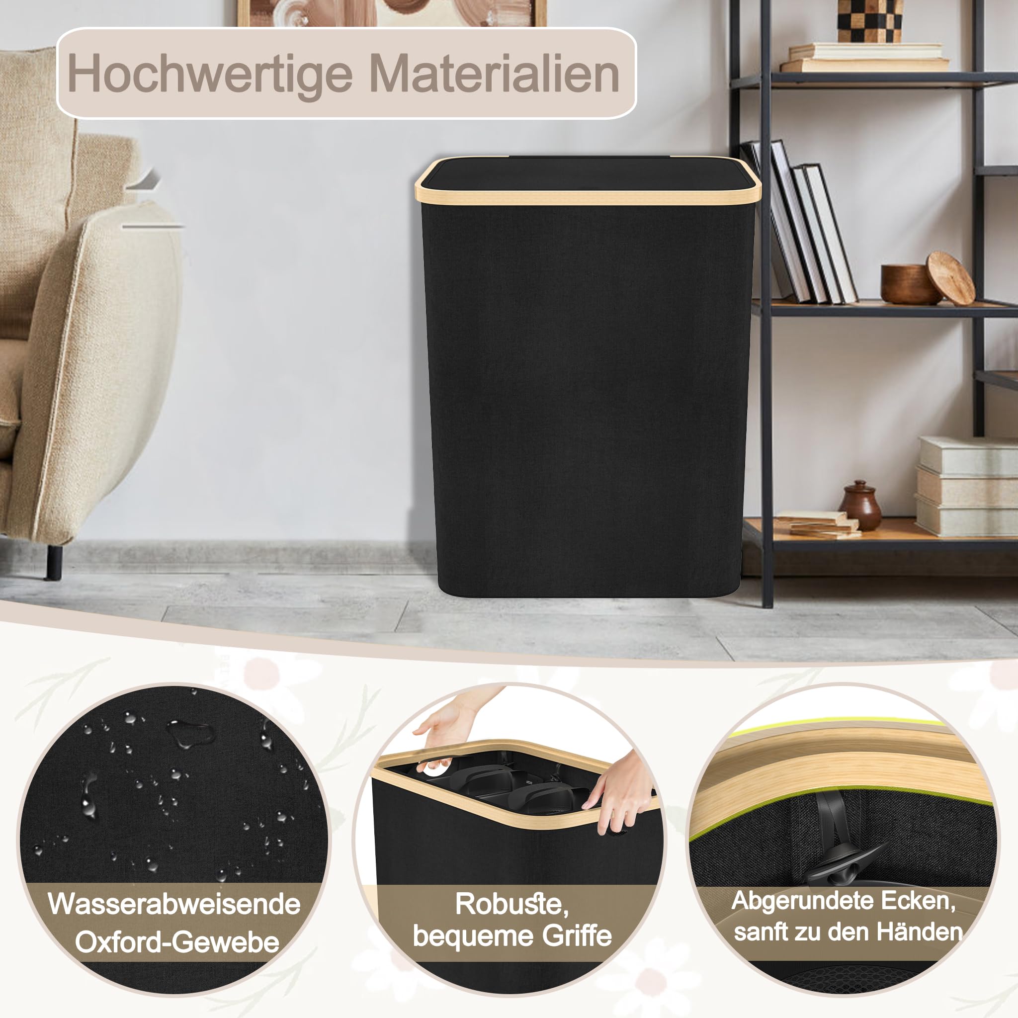 Wasmanden en wasmand met drie vakken Trivo