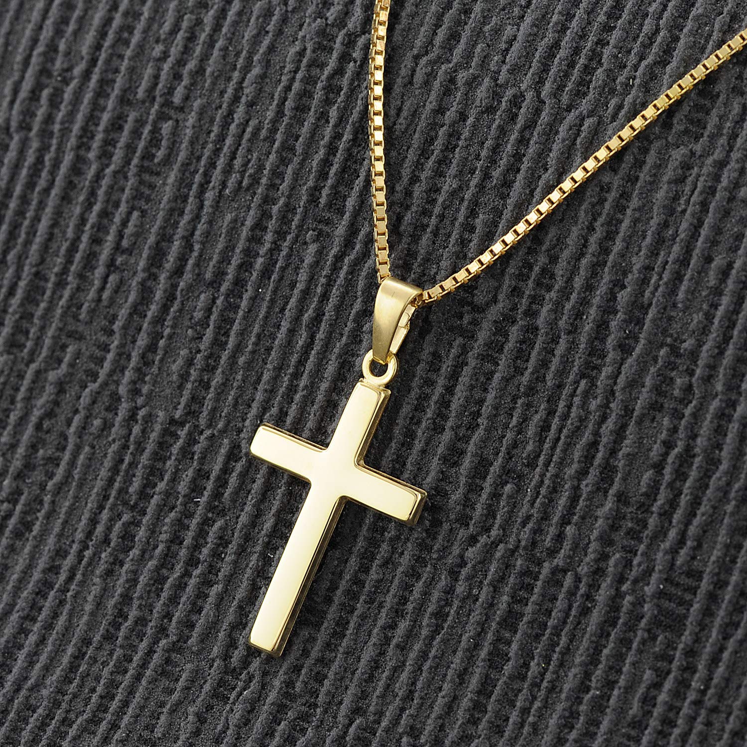 trendor Kreuz Gold 333 mit goldplattierter Venezianer Kette 08500 | Damen Halskette, Gold Anhänger, Kreuz Anhänger aus Echtgold, elegantes Geschenk