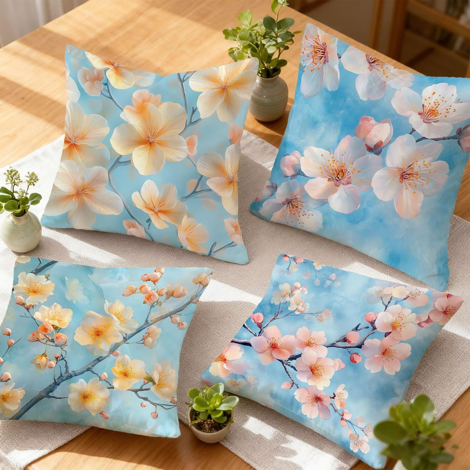 Rosa Funda Cojin 65x65 Flor Funda Almohada 65x65 Cojines Sofa Súper Suave Fundas Cojines Decorativos Fundas Almohadas 4 Piezas Almohada Cervicales y Cuello, para Hogar Cama Salon Decoracion E - 749