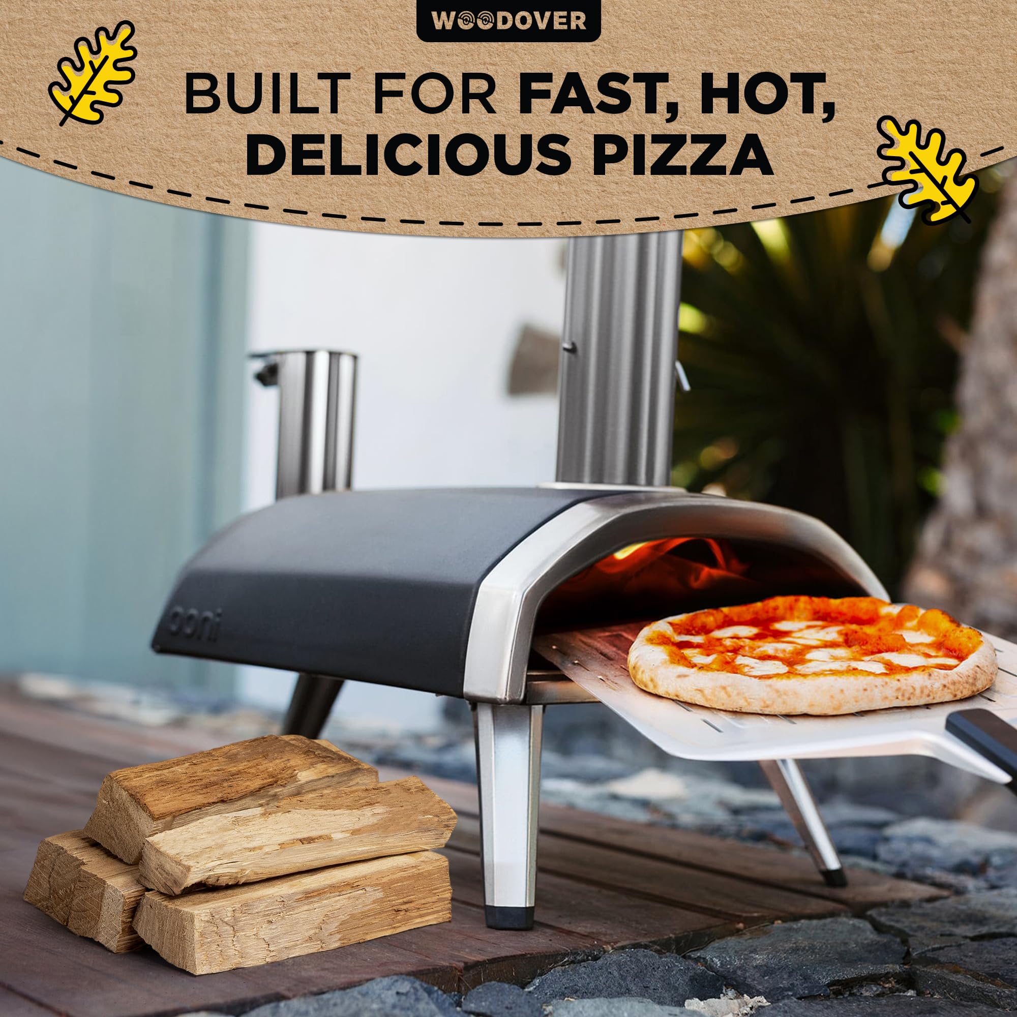 Pizza Oven Wood with Fire Starters, 12 lbs Kiln-Dried White Oak Logs (6 Inch) for Ooni, Solo Stove, Gozney – Low Smoke, Clean Split Firewood for Outdoor Cooking & Wood-Fired Pizza, Approx 800 cub.in.